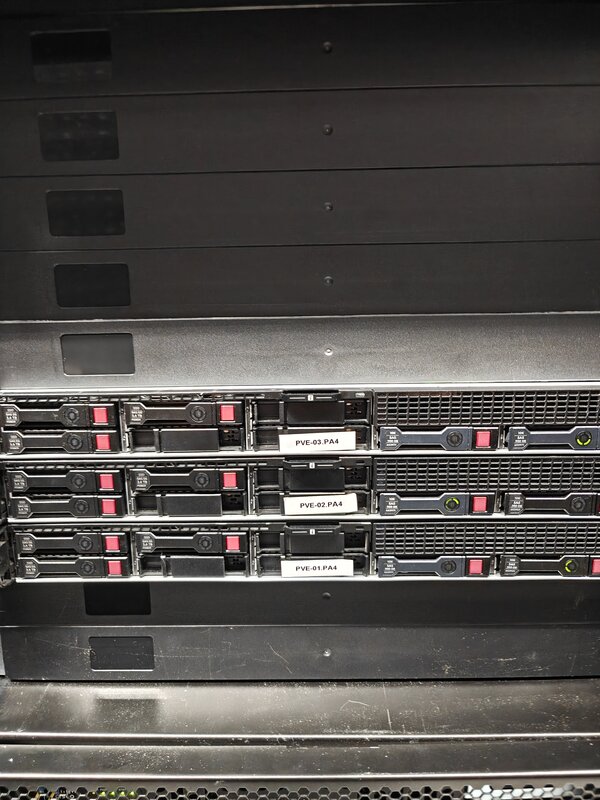 Cluster Proxmox VE - Serveurs HP ProLiant dans notre datacenter